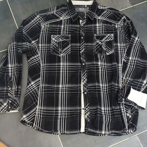 Buckle plaid button down